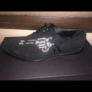 Dolce & Gabbana Men Gun Embellished Suede Oxfords